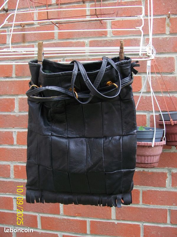 Sac Cuir Vintage des Années 1968 Franges int Doublé (image 1)