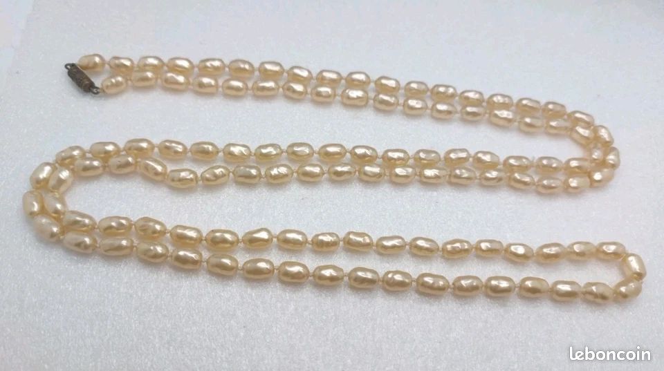 collier sautoir en perles de culture baroques 85cm bijou fait main 2401
