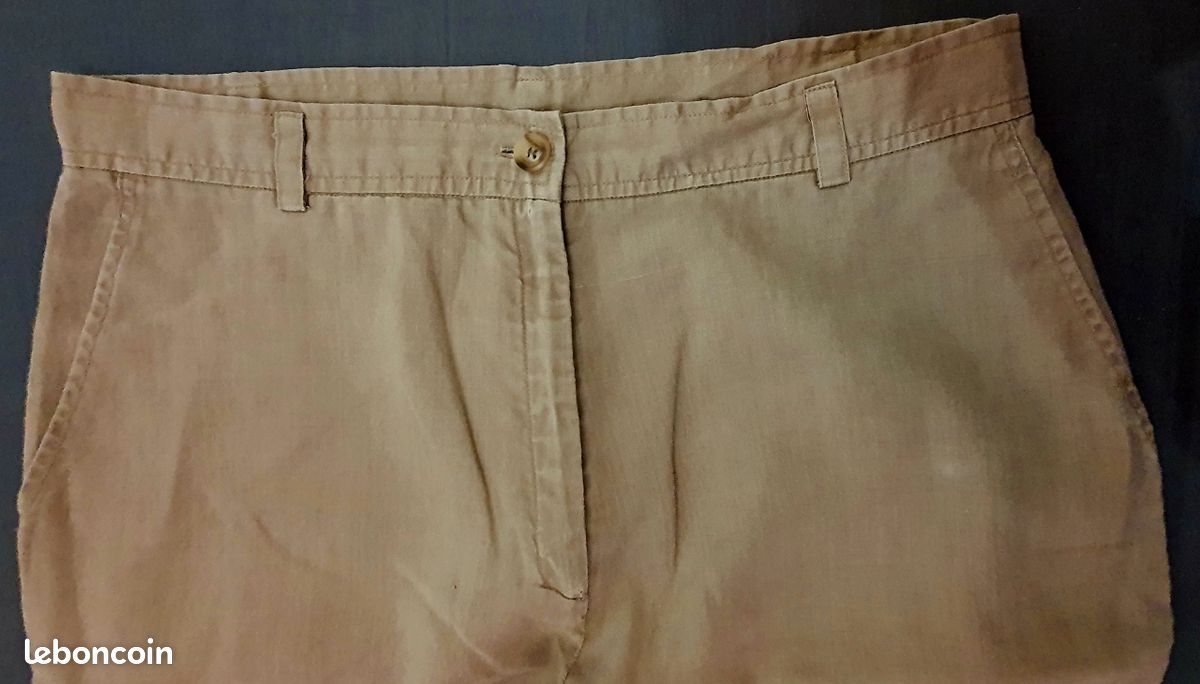 Pantalon lin camel (image 5)