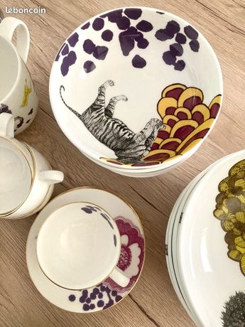 Coffret de 2 Assiettes Creuses Calotte Matignon cerise or