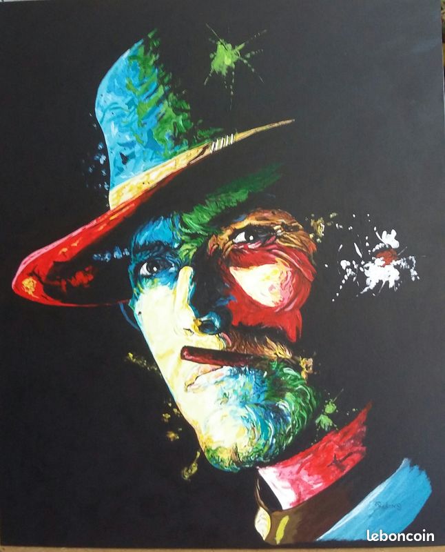 Peinture , tableau , portrait de Clint Eastwood (image 1)