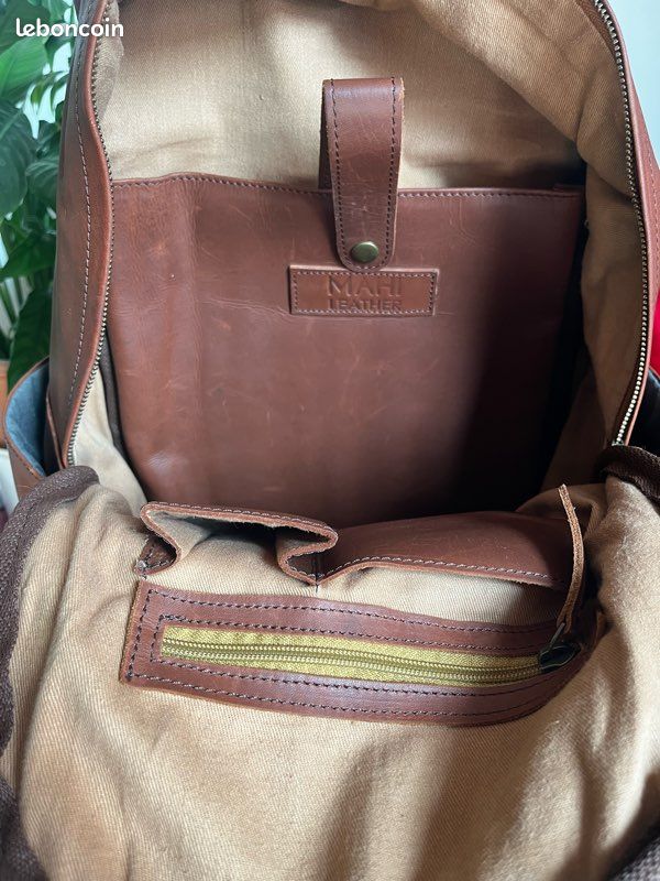 Sac à dos en cuir Mahi Leather + housse de transport offerte - Très bon état (image 6)