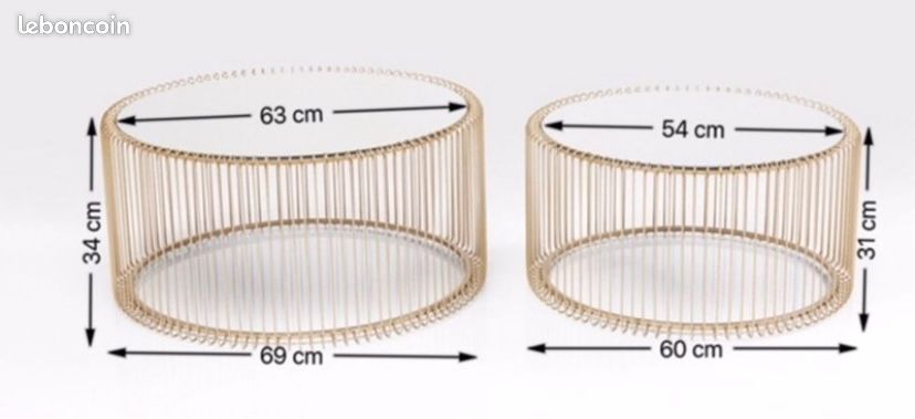 Tables basses rondes Wire set de 2 laiton Kare Design (image 3)