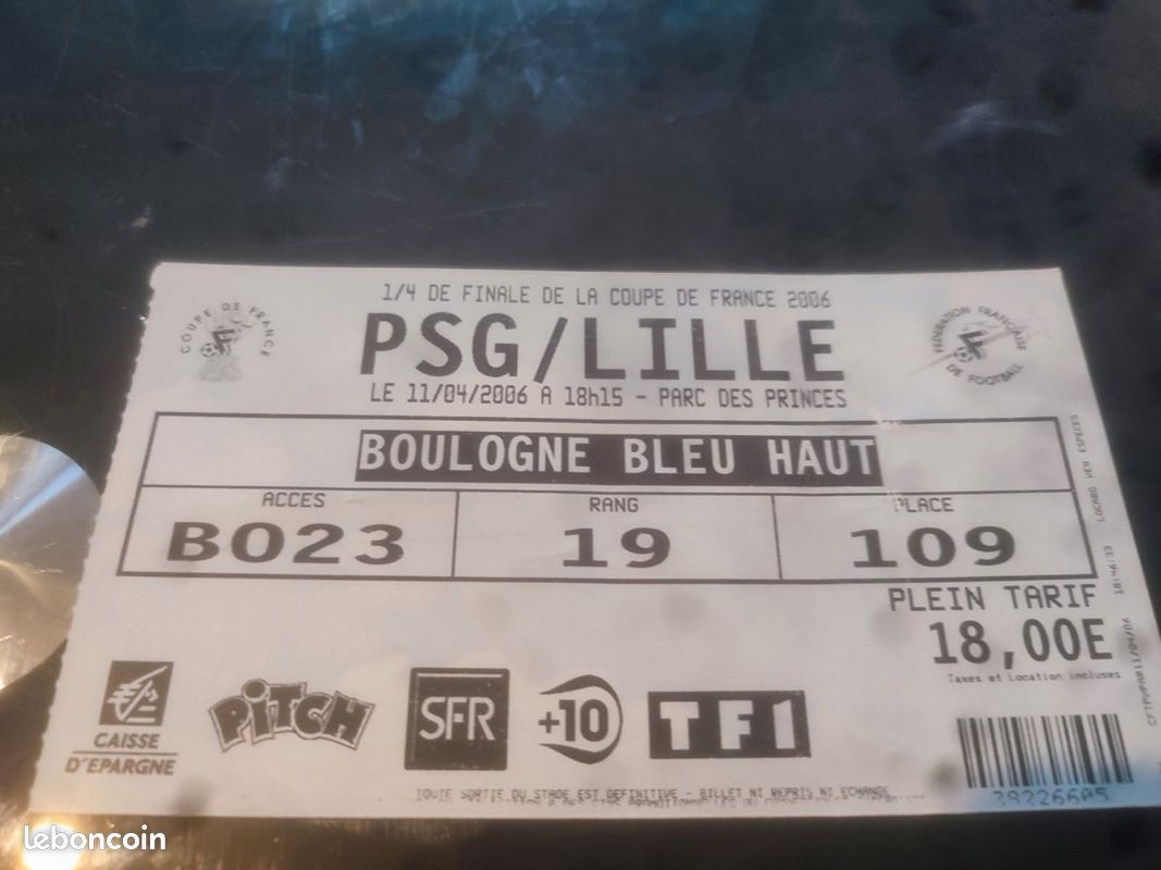Ticket PSG – Lille – 31 Juillet 1993 – Billet De Match – Collection