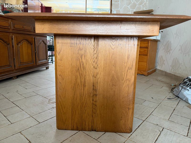 Table bois extensible avec rallonge intégrée – style chêne – très bon état (image 7)