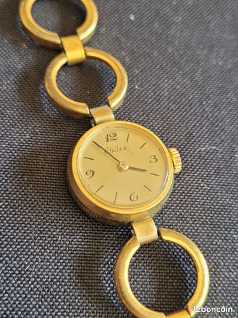 VINTAGE ANCIENNE MONTRE Bracelet Femme Mécanique Métal Argenté CHILEX EUR 30,21 - FR