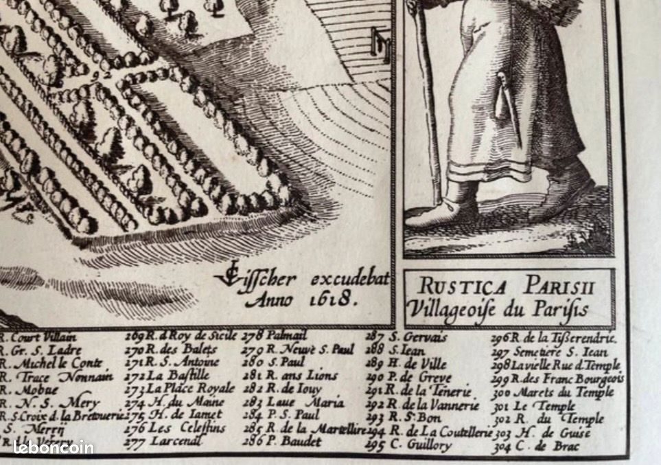 Gravure plan de Paris Visscher 1618 (image 2)