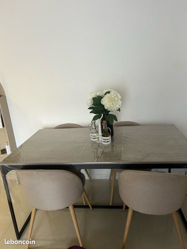 Table rectangulaire bois armature noire 150x80 (image 1)