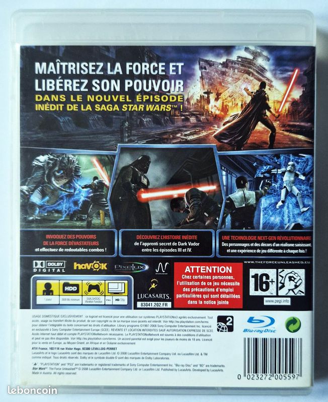 Jeu Star Wars : Le Pouvoir De La Force 2 PS3 - Version PAL Avec Notice, Bon état