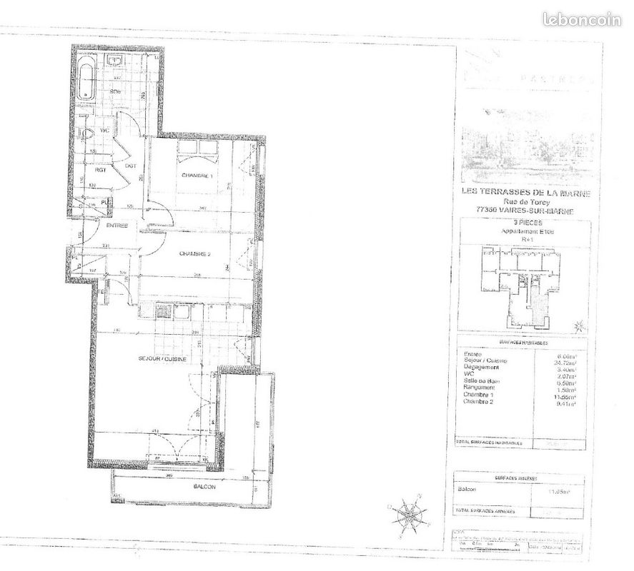 Appartement 3 pièces 66 m² · à Vaires-sur-Marne · 66 m² · 1 083 €