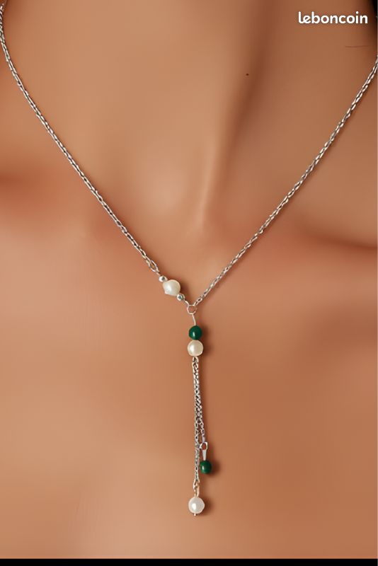 Collier en pierres naturelles & double pendant 🌹 (image 1)