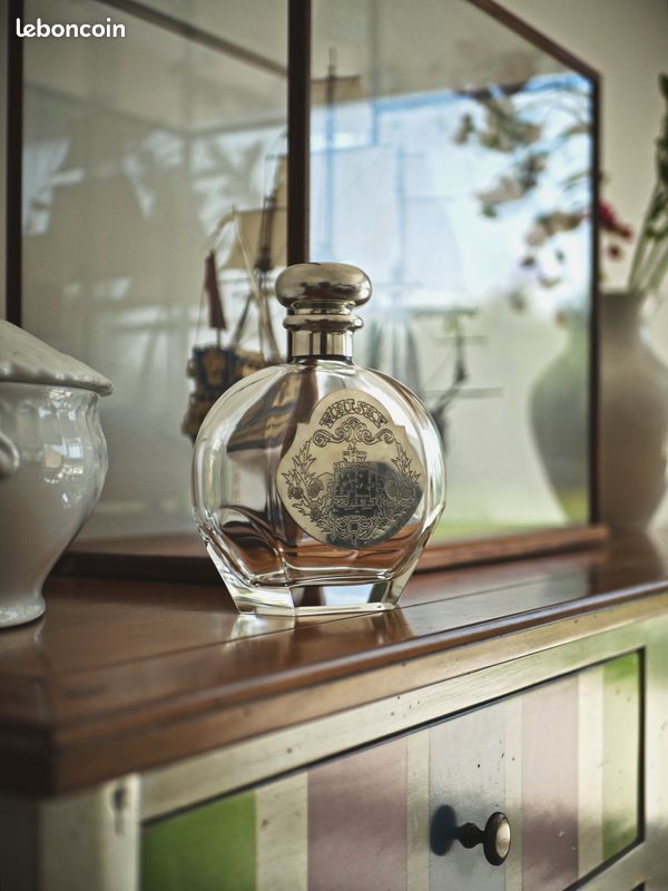 Flacon Vintage En Verre Et étain, Style Art Déco, Par Les Étains De Paris