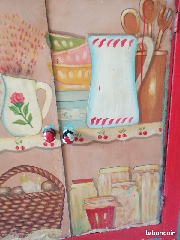 Meuble confiturier vintage en bois rouge (image 5)