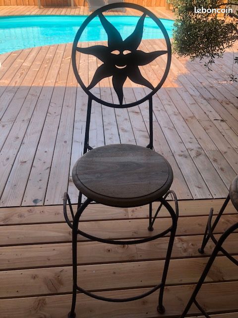 Tabouret bois et metal (image 2)