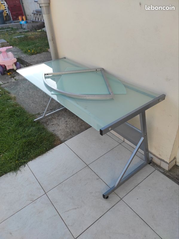 Table de bureau vitré en L (image 1)