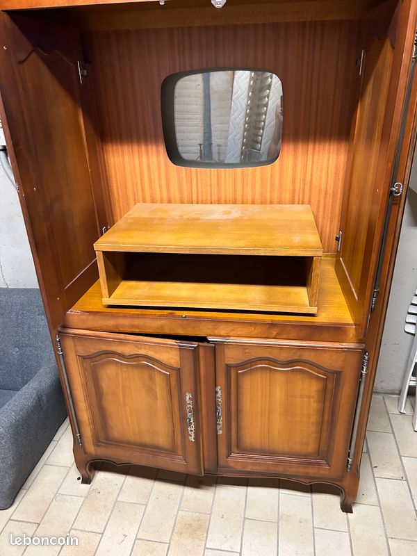Meuble TV 4 portes Vintage en bois massif (image 4)