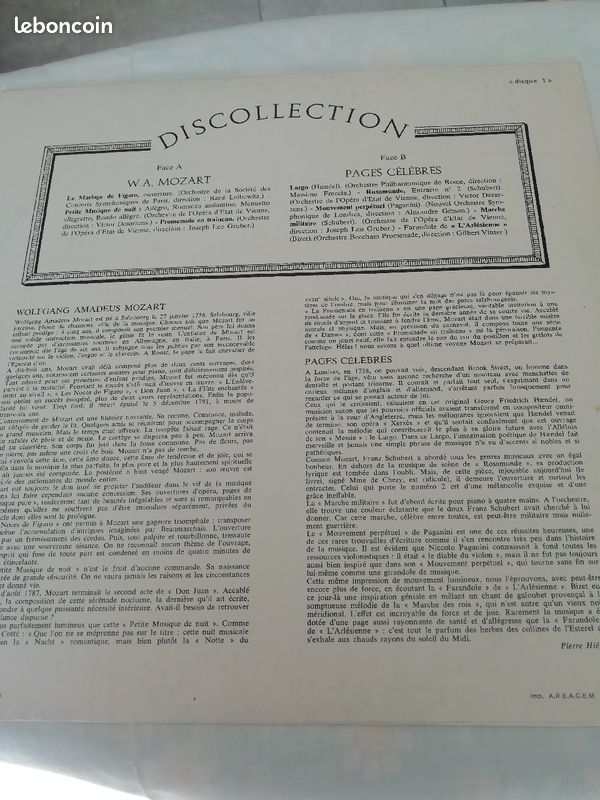 Vinyl 33 T MOZART, E DEL, SCHUBERT PAGANINI, BIZET (image 2)