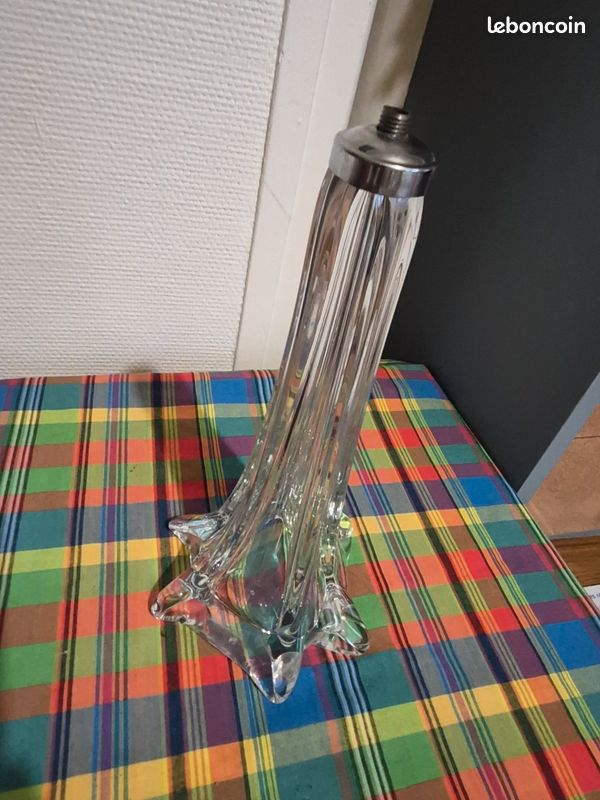 Pied De Lampe En Cristal Art Déco Vintage Hauteur 23cm