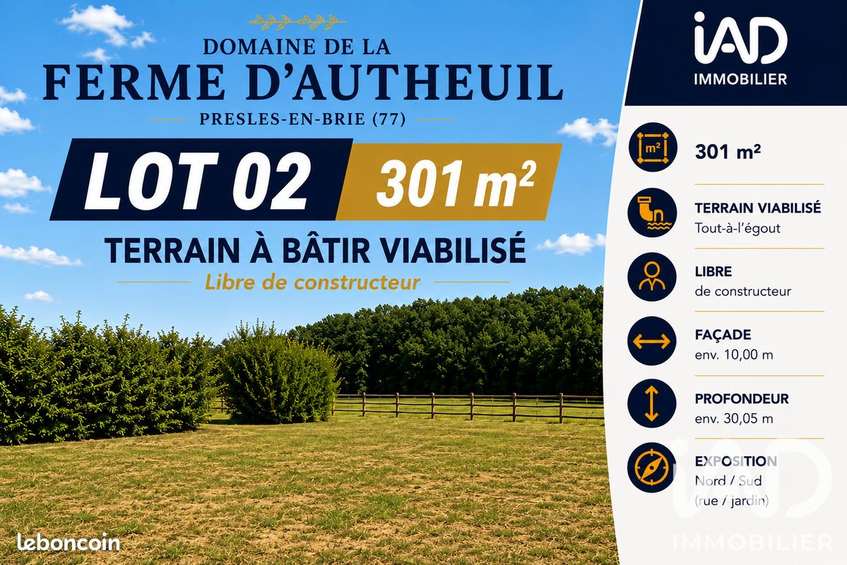 Terrain 301 m² · à Presles-en-Brie · 301 m² · 152 250 €
