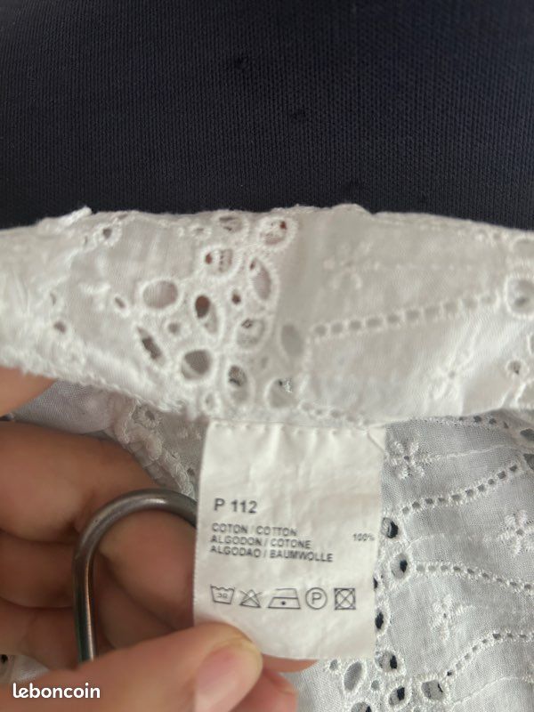 Blouse broderie anglaise blanche volant bas Gérard Darel T38 (image 4)