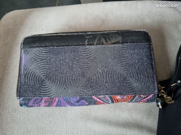 Portefeuille/porte-monnaie DESIGUAL En Toile Vintage - Multicolore Et Noir, Occasion
