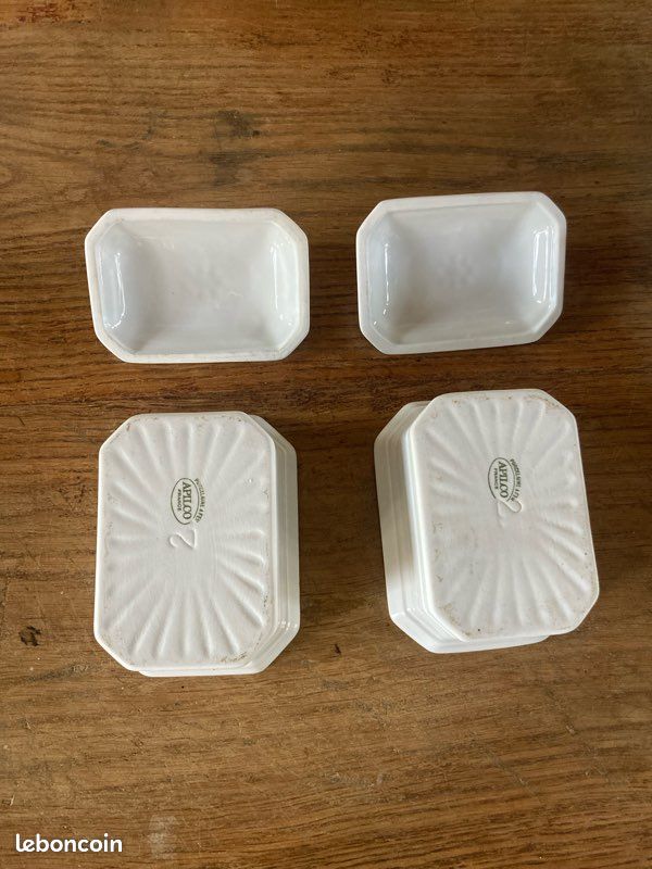 Lot de 2 terrines blanches en porcelaine à feu Apilco (image 3)