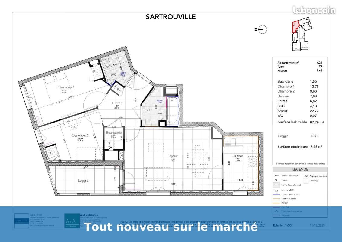Appartement 3 pièces 68 m² · à Sartrouville · 68 m² · 1 130 €/mois