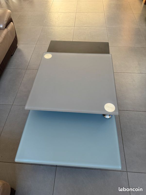 Table basse relevable rita gris verre & alu