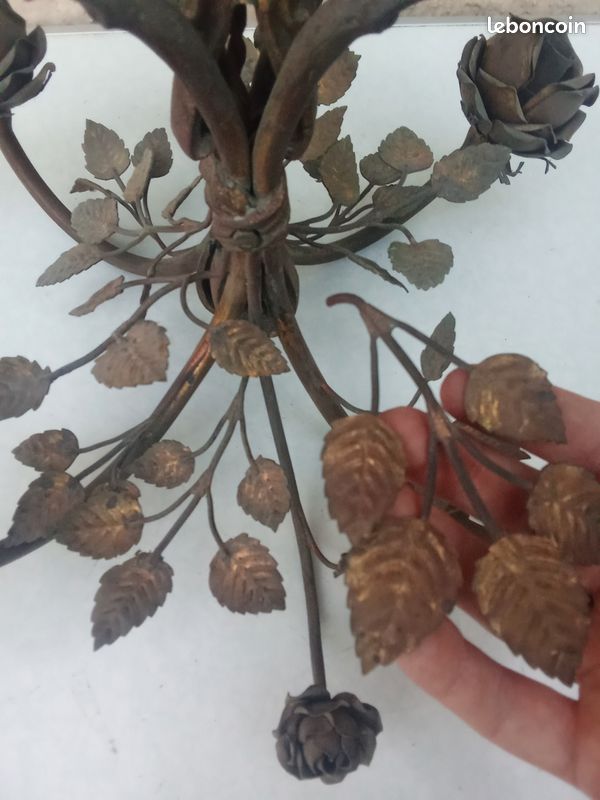 Lustre Rose Feuilles Art Nouveau Bronze (image 15)