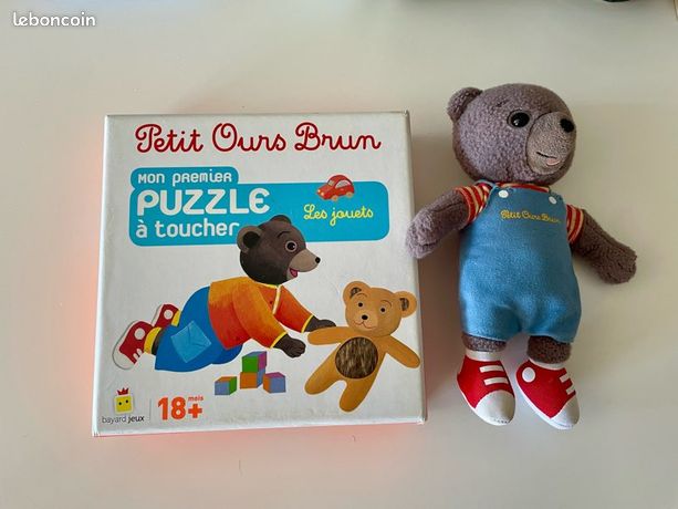 Jouet Nounours Petit Ours Brun Puzzle à Toucher Et Peluche Petit