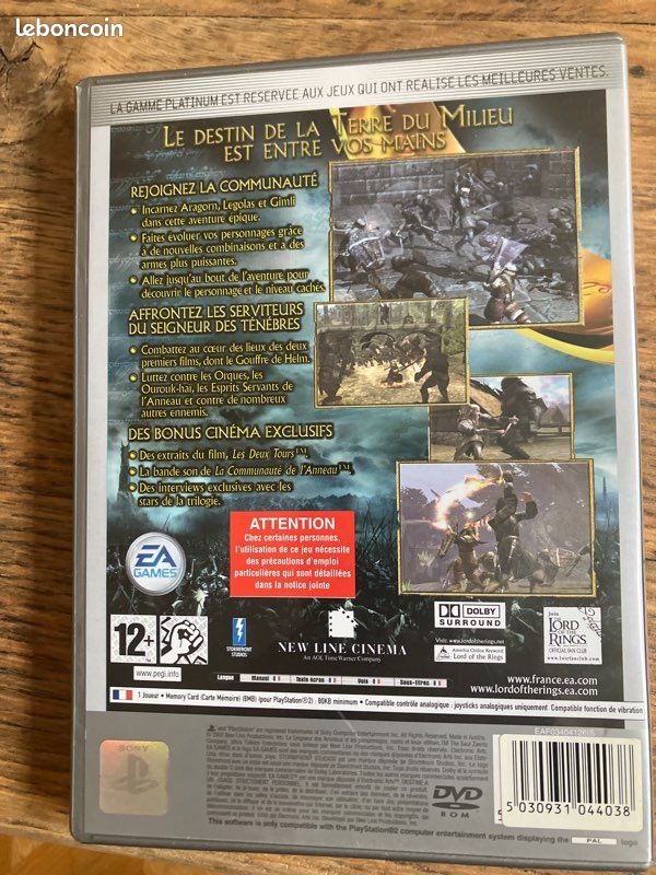 Jeu PS2 Le Seigneur Des Anneaux : Les Deux Tours (édition Platinum) - Très Bon état