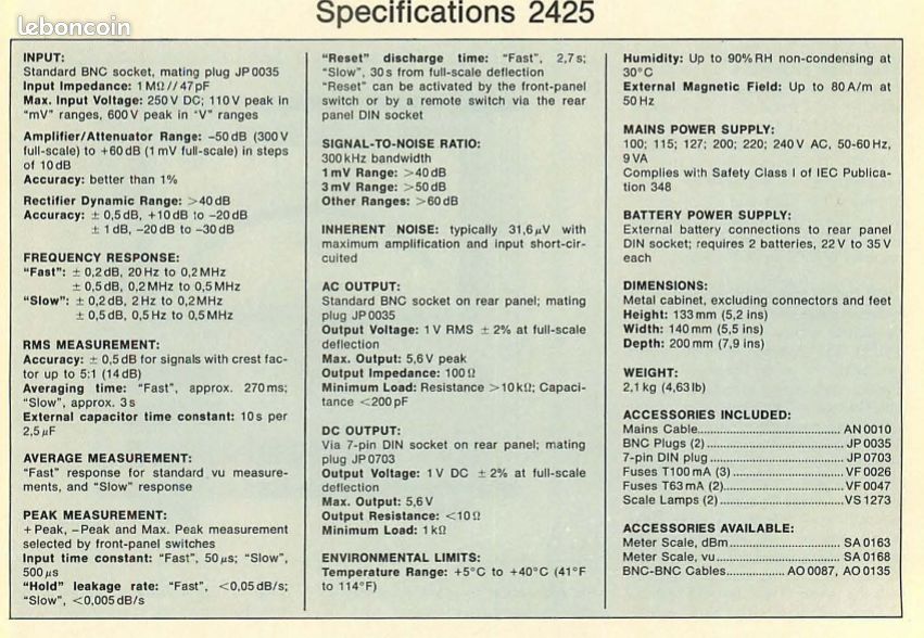 Voltmètre électronique Bruel & Kjaer Type 2425 - Matériel De Labo Occasion