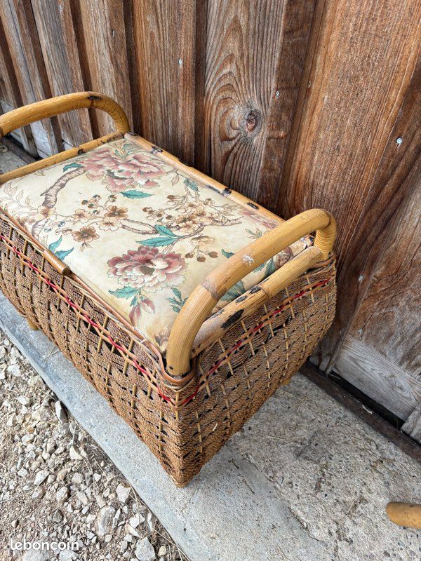Ancien coffre bambou siège (image 2)