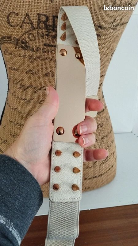 Ceinture beige élastique piques doré femme 70/80 cm Accessoires