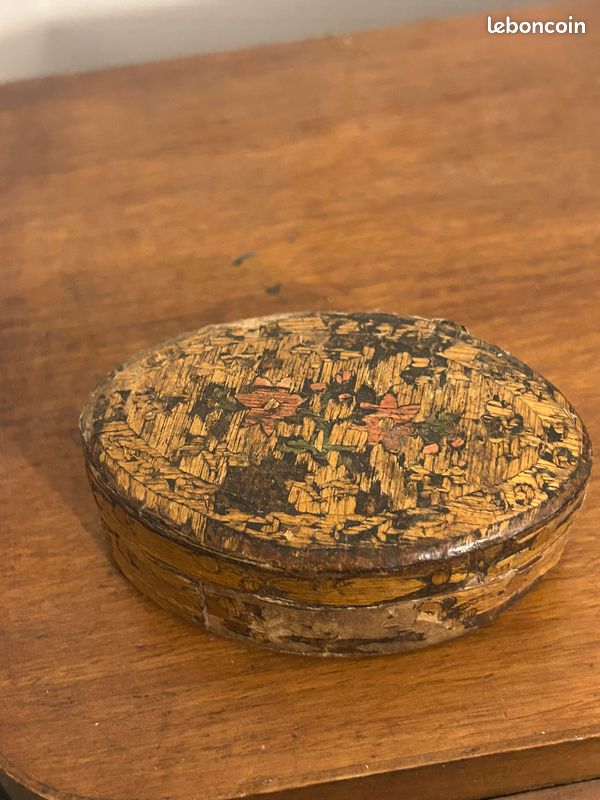 Boite en marqueterie de paille très ancienne 18ème siècle (image 2)