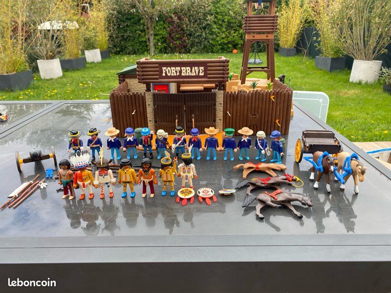 Playmobil 3483 western soldat indiens far west animaux lot complet avec boîte origine rare system klicky geobra lot 3 - Jeux & Jouets