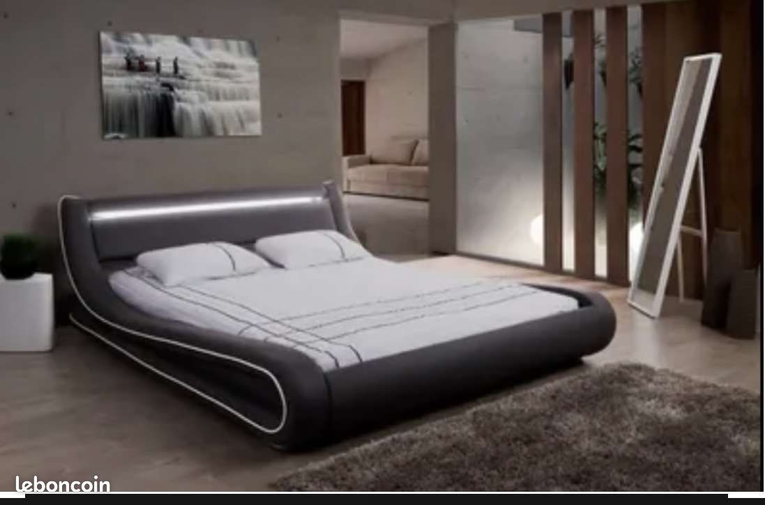 Lit led design 180x200 + matelas mousse à mémoire de forme (image 1)