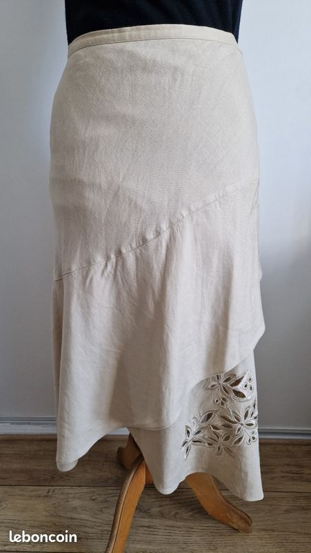 Jupe Femme Jennyfer - Taille 40 - Beige - Coton, Polyamide - Asymétrique, Doublée - Occasion Très Bon état