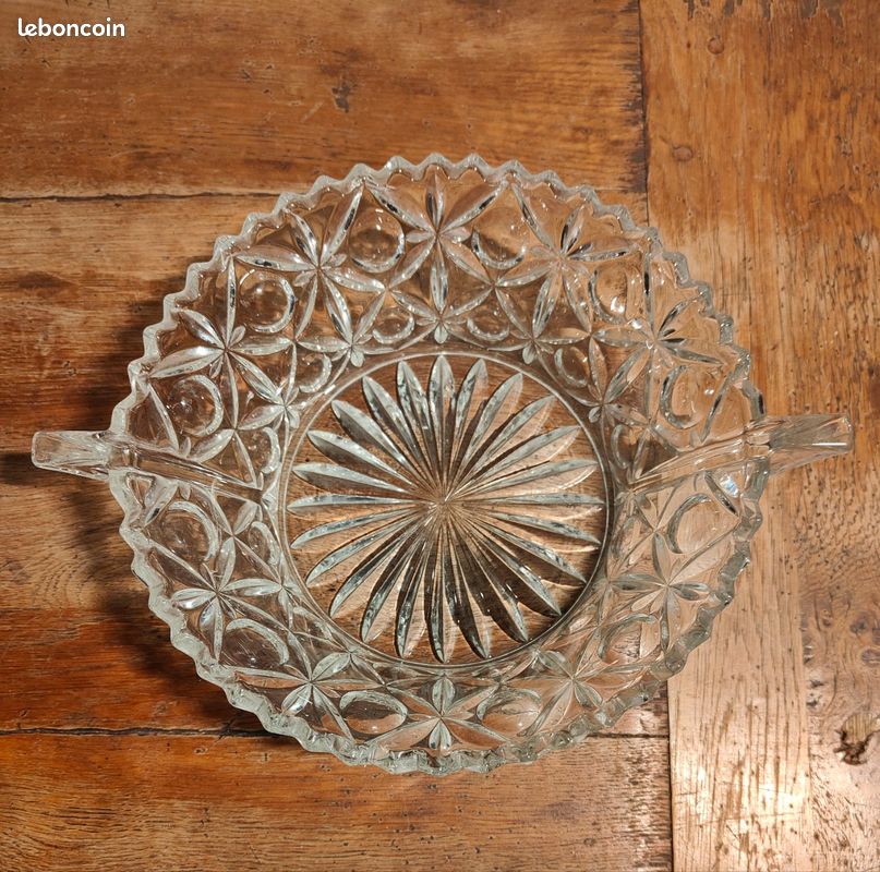 Saladier En Verre Taillé Vintage - Bol à Fruits Ou Saladier, France, Occasion Bon état