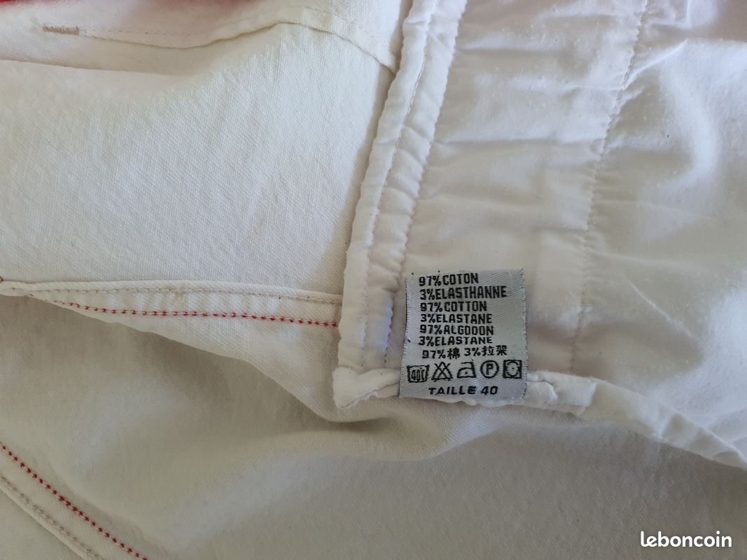 326-Veste jeans blanc liseré rouge Cop Copine T40 (image 4)
