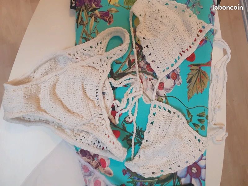 đč Maillot de Bain Bikini Crochet Dentelle - Boho Ibiza (S/M) (image 6)