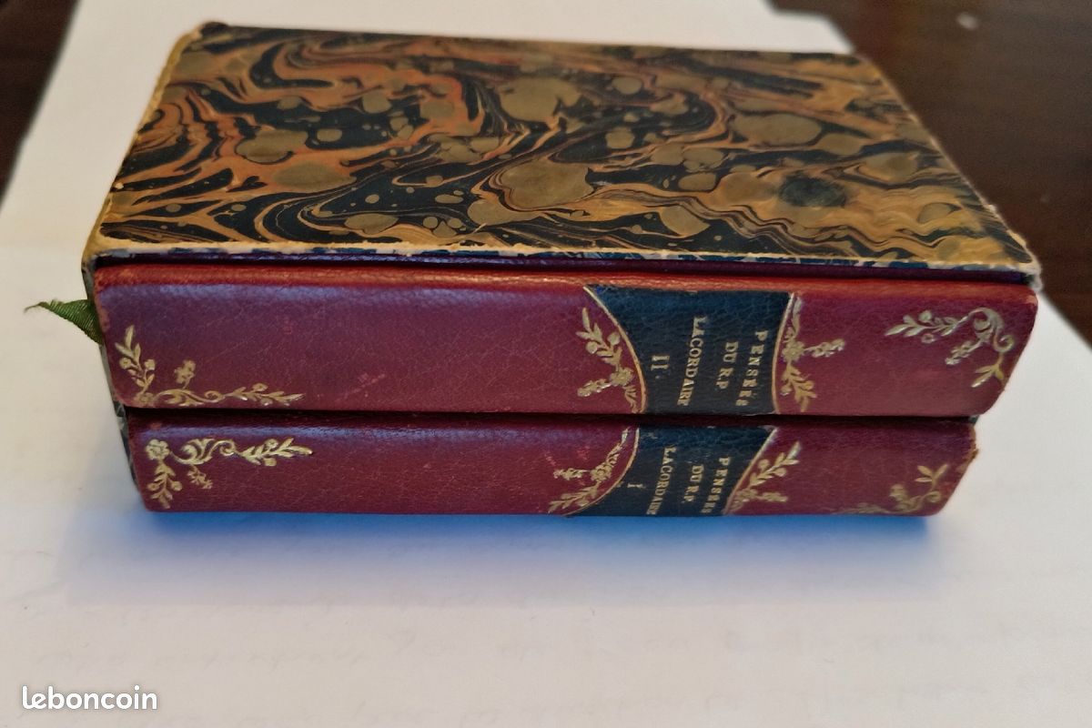 Coffret reliure 2 tomes "pensées choisies du R. P. LACORDAIRE" 10ème édition 1902 (image 1)