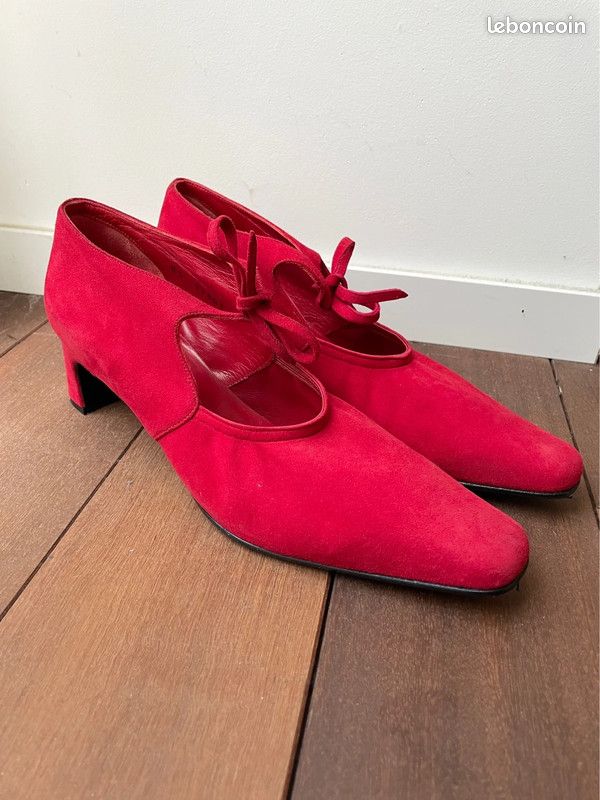 Chaussures Daim Rouge 5 cm Accessoire Paris (image 1)