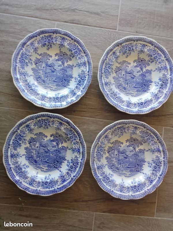 4 assiettes creuse grand feu luneville modele the cottage (image 1)