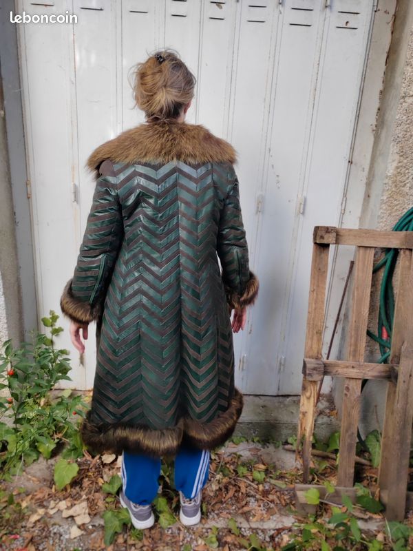 Manteau de fourrure véritable, daim et cuir (image 4)
