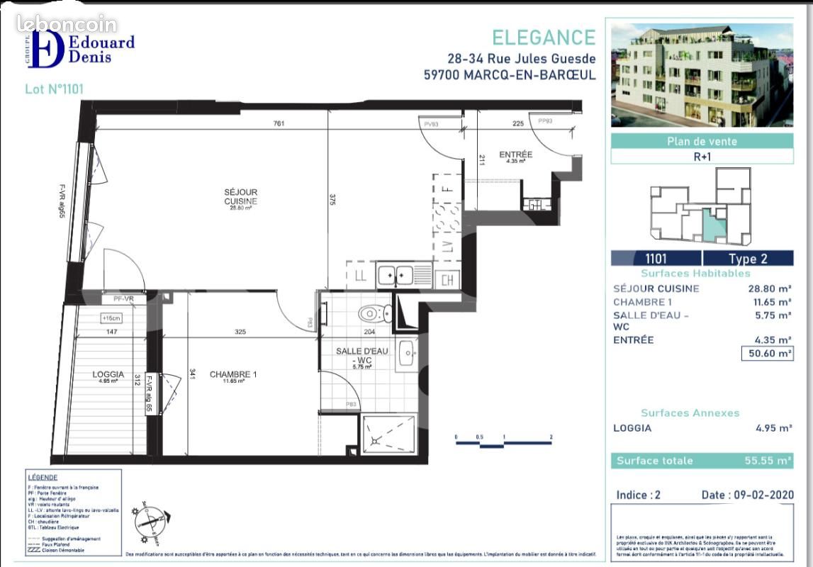 Appartement 2 pièces 50 m² · à Marcq-en-Barœul · 50 m² · 844 €/mois