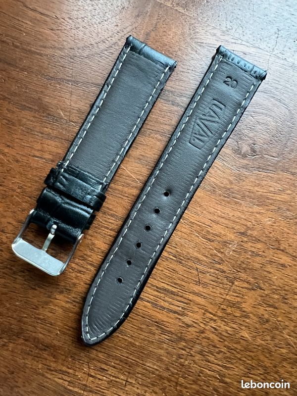 Bracelet Montre En Cuir Véritable – Largeur 20 Mm – Style Croco – Neuf Sans étiquette