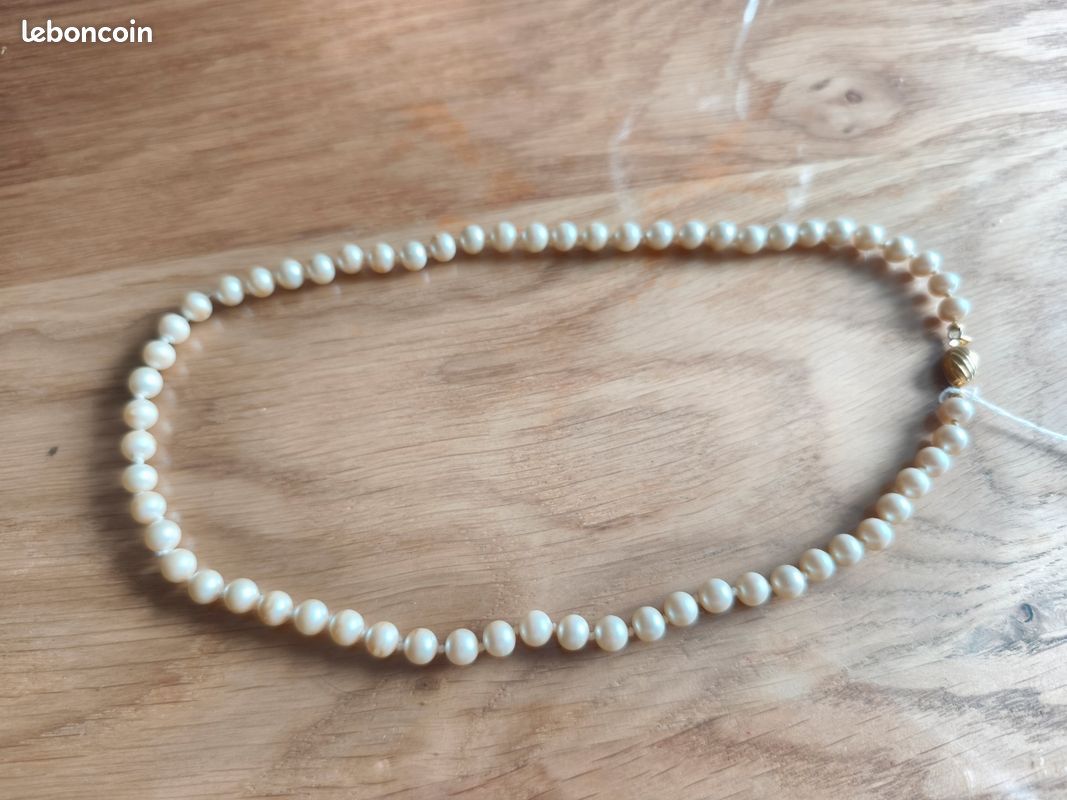 Collier Ancien En Perles Sans Fermoir - Bijou Vintage Fantaisie (95-32)