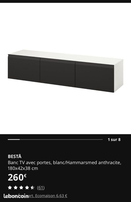 Meuble télé noir (image 1)