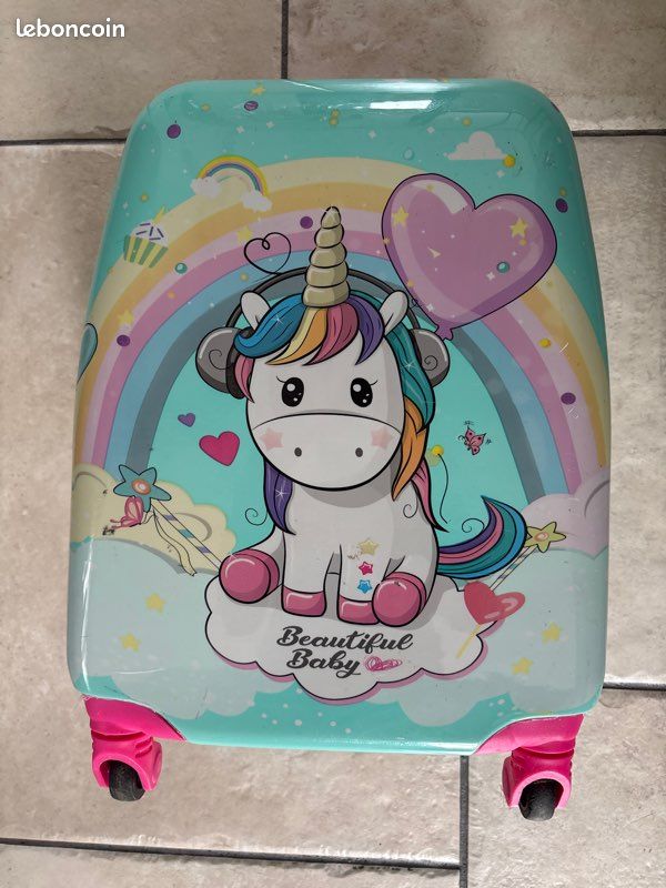 Valise Enfant Licorne Roll Road I Rose - Trolley 31cm Rigide ABS Avec Bandoulière, 24,6L